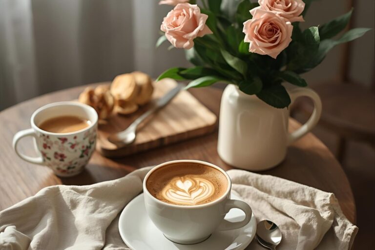 cup of coffee on a table, part of morning habits that will change your life