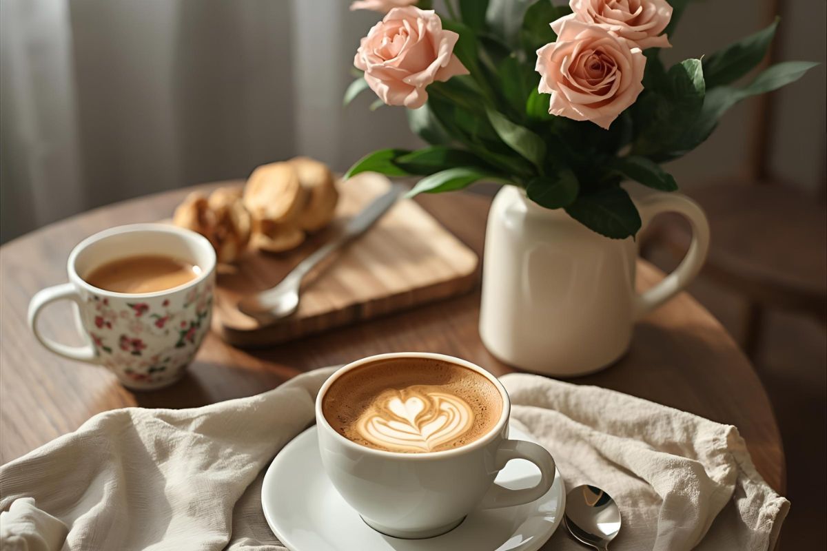 cup of coffee on a table, part of morning habits that will change your life