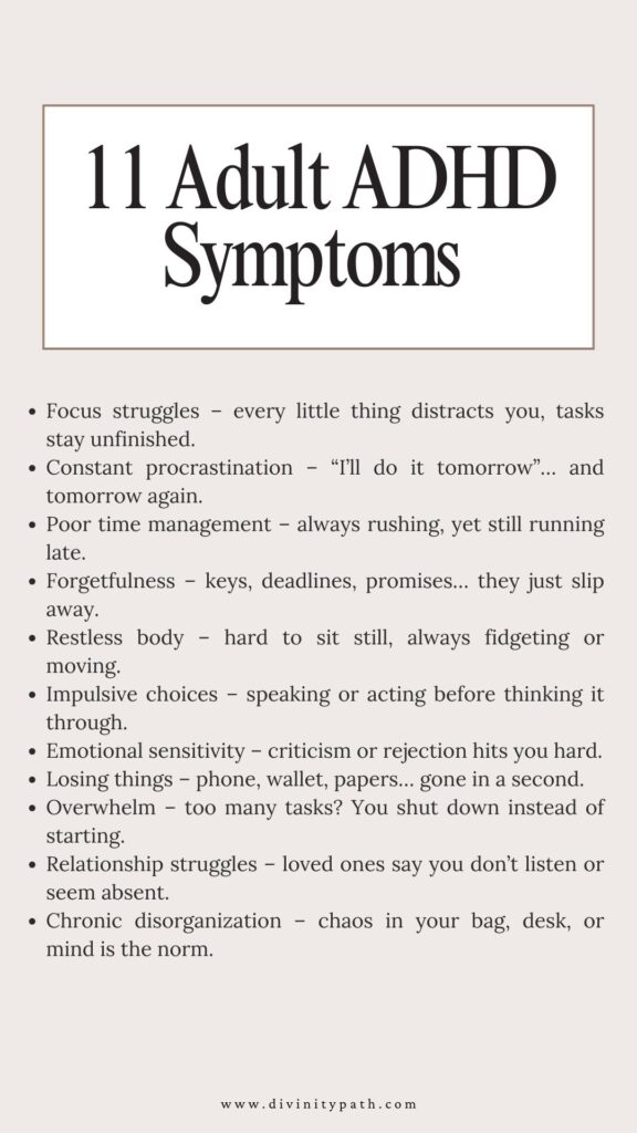 Pinterest Pin: 11 Adult ADHD Symptoms 