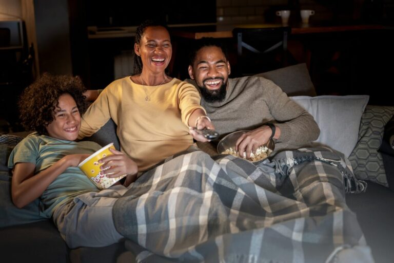 family watching movie