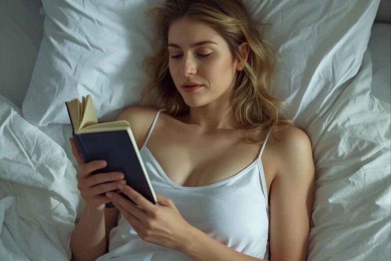 positive bedtime affirmations - women reading book