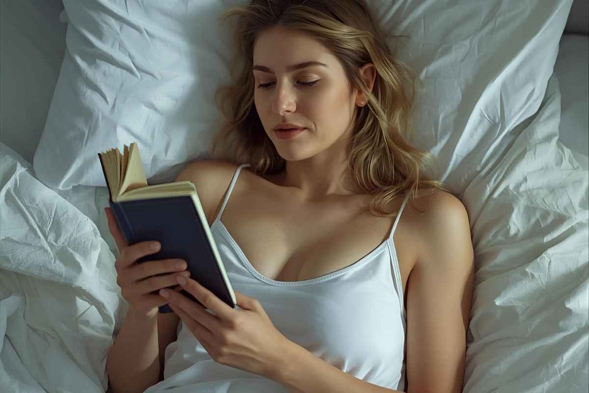 positive bedtime affirmations - women reading book