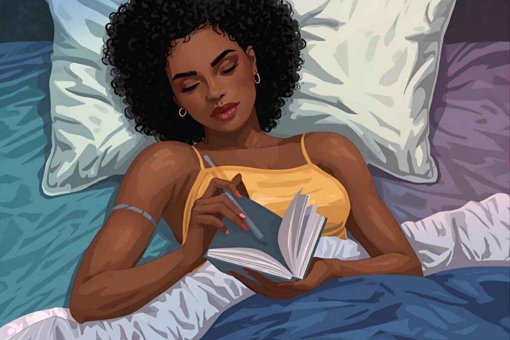 women journaling before bedtime