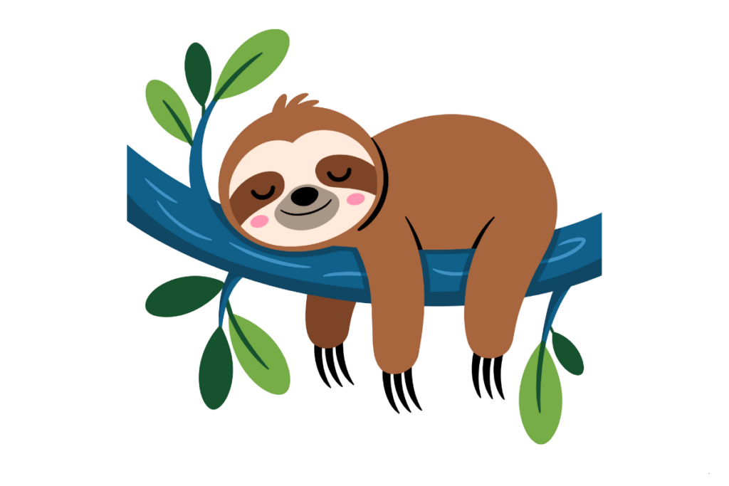 Affirmations for laziness: a cute sloth illustration symbolizing slow energy, rest, and gentle motivation