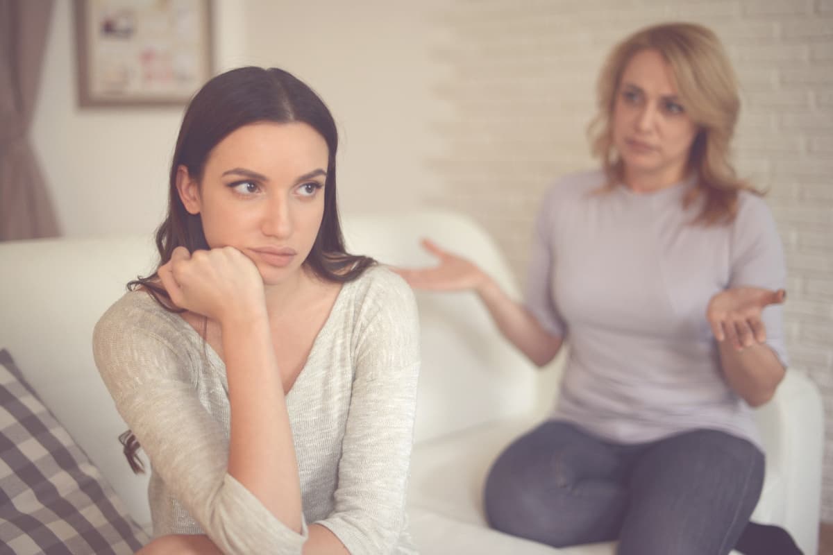 an adult woman talking to her mother ( deal with family members who don't respect your boundaries )