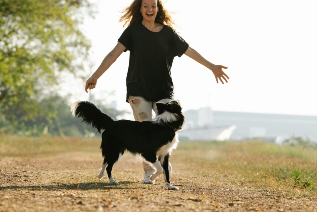 Going for a walk with your dog is a simple and uplifting idea for what to do when you have bad day.