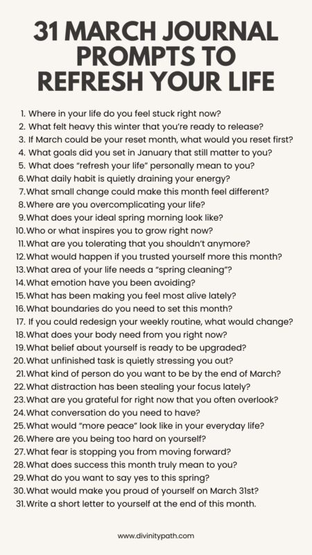 31 March Journal Prompts to Refresh Your Life