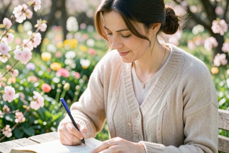 april journal prompts - women journaling